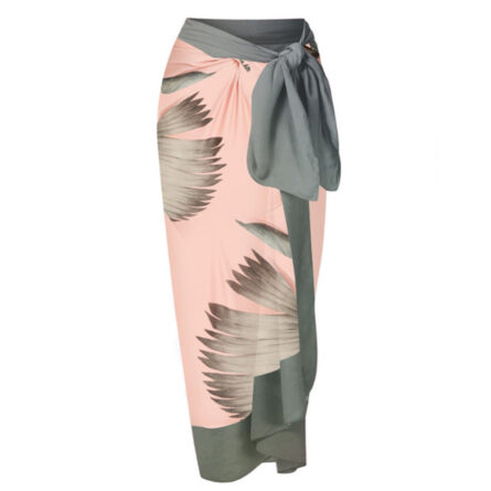 Luxurious Pink One Piece Swimsuit & Cover Up Skirt - Image 9