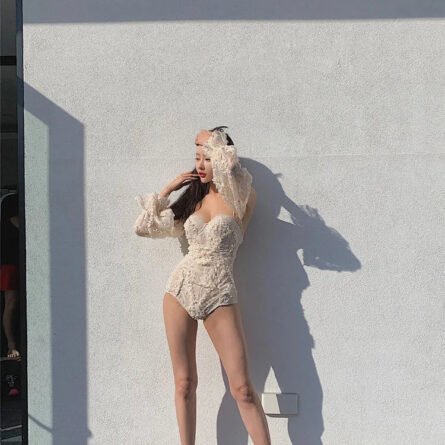 Floral Lace Dream Vintage Cream Swimsuit - Image 15