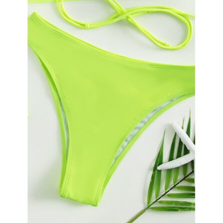 Sexy Neon 3 Piece Bikini set with Cover Up Hoodie Crop Top – Bild 4