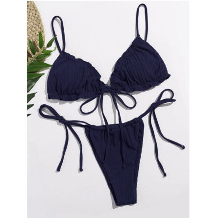 Brazilian Ruffle Ruched Solid Bikini - Image 32