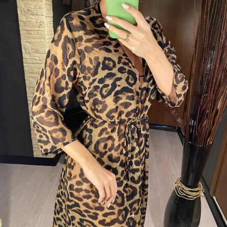 Sunset and Swim Long Leopard Beach Cover Up - Image 11