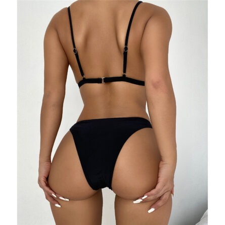 3 Piece Bikini Set with Transparent Mesh Ruffled Beach Cover Up Pants - Image 68
