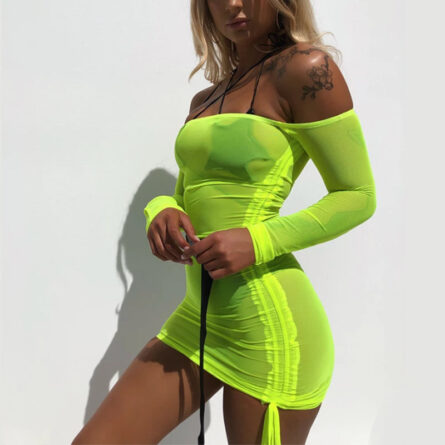 Stolen Hearts Mesh Neon Bodycon Beach Cover Up Dress - Image 11