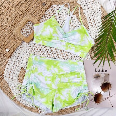Pure Devotion High Waist Bikini Sexy Workout Outfit Swimwear Drawstring Trendy Workout Outfit - Image 18