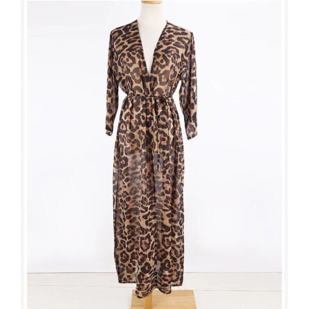 Sunset and Swim Long Leopard Beach Cover Up - Image 8