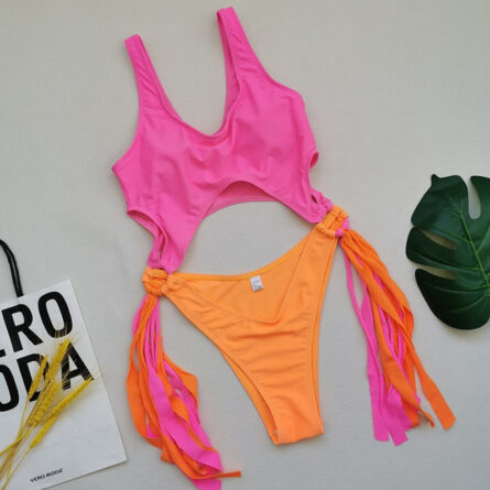 Tassel Dreams Underboob High Cut Out Swimsuit - Image 38