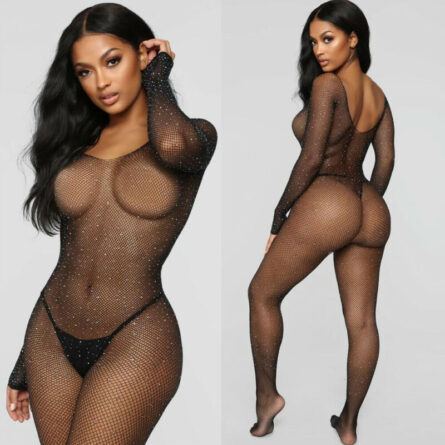 Sexy Sheer Rhinestone Bodysuit – Bild 7
