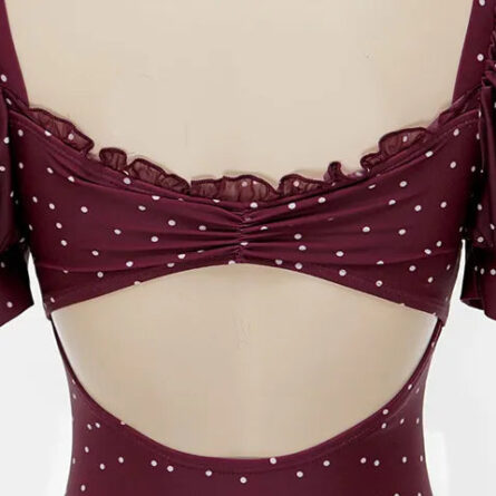 Burgundy Puff Sleeve Modest Swimsuit - Image 20