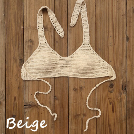 Cabana Push Up Knitted Crochet Halter Bikini Top - Image 11