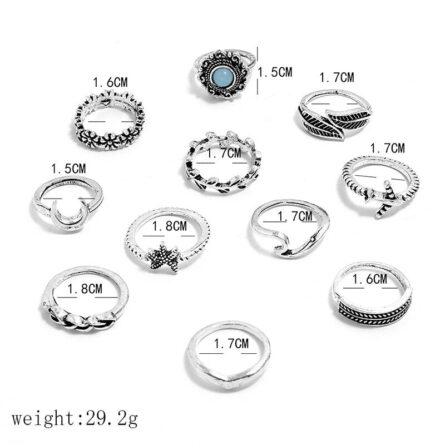 Boho Bliss Silver Gold Ring Set - Image 4