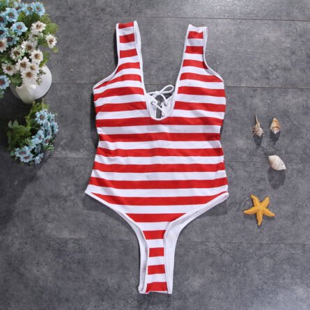 Hot American Flag Thong One Piece Lace Up Swimsuit - Image 14