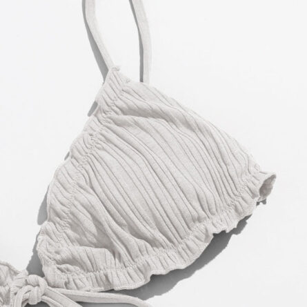 Brazilian Ruffle Ruched Solid Bikini - Image 24