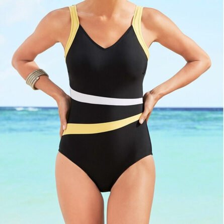 Striped ShapeSculpt One Piece Tummy Control Swimwear Swimsuit - Image 9