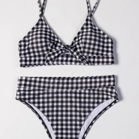 Irresistibly Chic Plaid Bow Bikini - Image 5