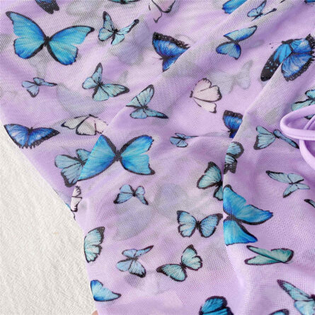 Premium Halter Butterfly Printed Bikini Set With Beach Cover Up Skirt - Image 38
