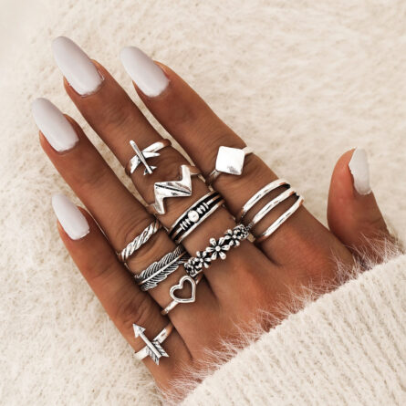 Boho Bliss Silver Gold Ring Set - Image 2