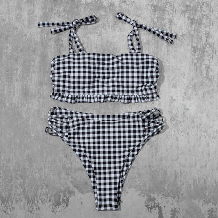 Vintage Vibes Gingham Plaid High Waisted Two-Piece Bikini - Image 27