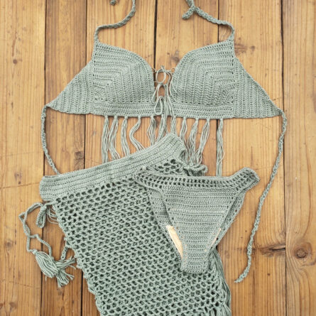 Bohemian Breeze 3-Piece Crochet Bikini Set with Tassel Skirt - Image 20