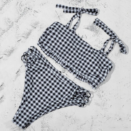 Vintage Vibes Gingham Plaid High Waisted Two-Piece Bikini - Image 29