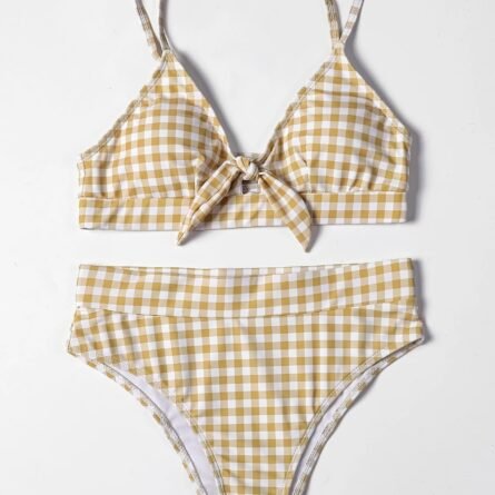Irresistibly Chic Plaid Bow Bikini - Image 37
