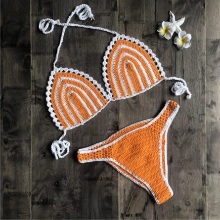 Paradise Perfection Crochet Triangle Bikini Pink Set - Image 31