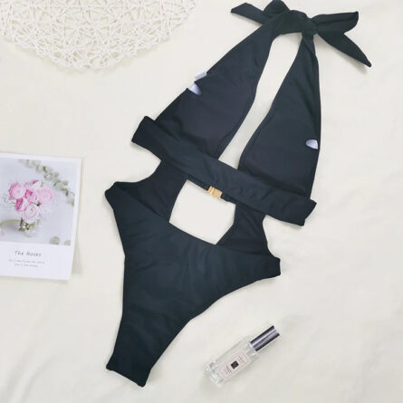 Luxe Cut Out Belted Halter Swimsuit – Bild 16