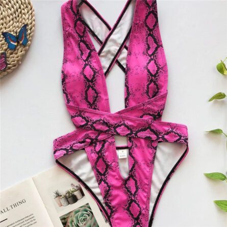 Radiant Deep Plunge High Leg Snake Print Swimsuit - Image 14