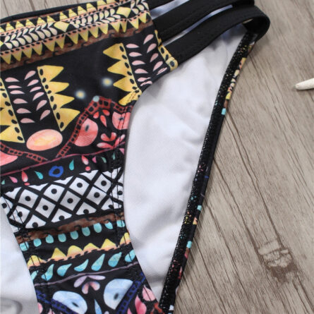 Aztec Temptation Hollow Out Strappy Bandage Bikini - Image 12