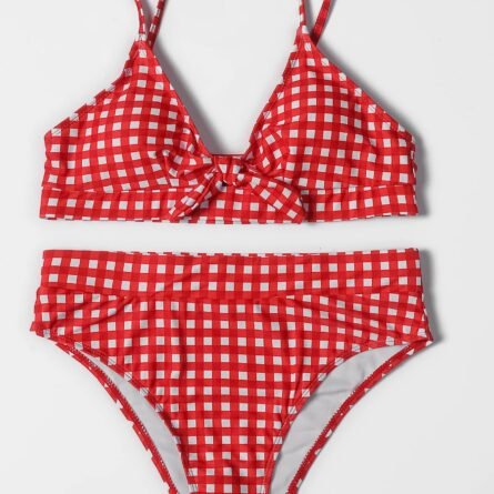 Irresistibly Chic Plaid Bow Bikini - Image 23