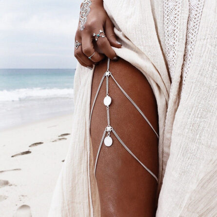 Boho Bohemian Metal Beaded Leg Chain Thigh Chain - Image 14