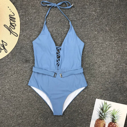 Sunset and Swim Deep-V Swimwear Buckle Waist One Piece Swimsuit – Bild 16