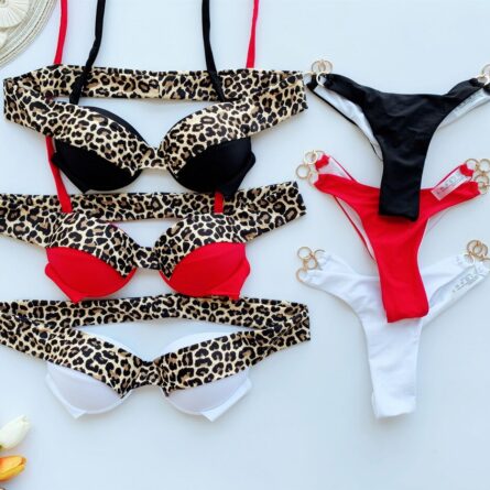 Leopard Deluxe Bling Push Up Thong Bikini - Image 12