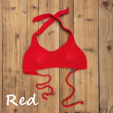 Cabana Push Up Knitted Crochet Halter Bikini Top - Image 5