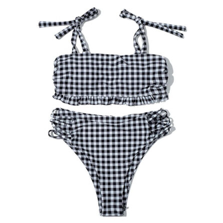 Vintage Vibes Gingham Plaid High Waisted Two-Piece Bikini - Image 28