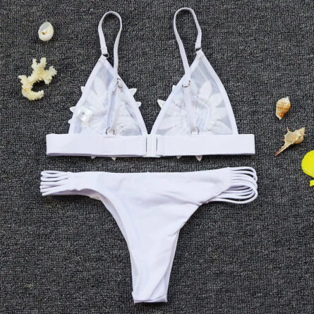 Sunset Crush Sexy 3D Floral Transparent Brazilian Yellow Bikini - Image 18