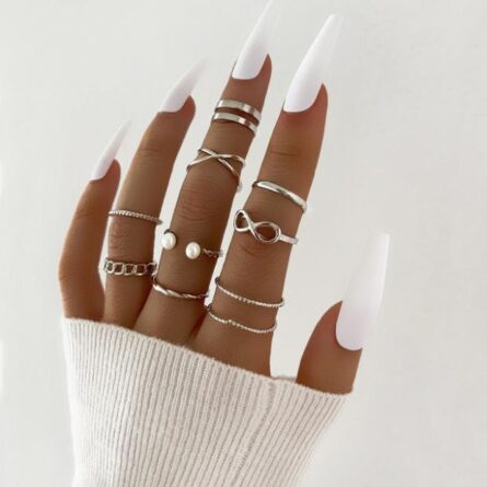 Boho Bliss Silver Gold Ring Set - Image 31