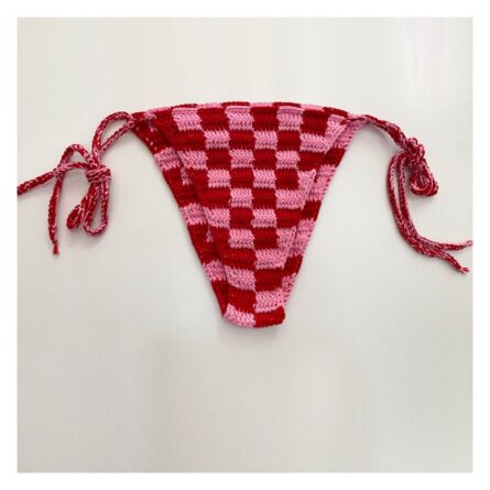 Sunset Goddess Multi Color Checkered Crochet Bikini – Bild 5