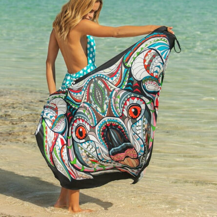 Butterfly Skull Owl Animal Print Beach Wrap Dress Beach Cover Up – Bild 30