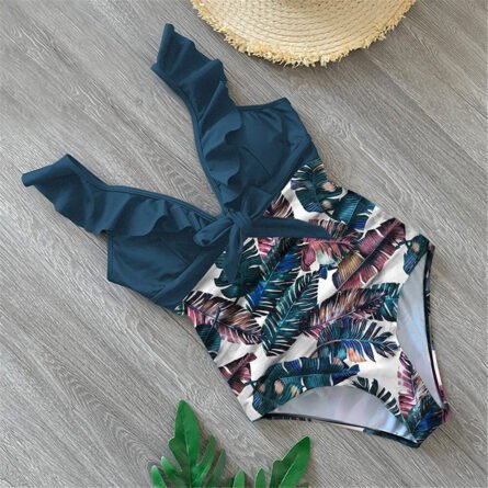 Flirty Elegance Ruffle Ruched Waist One Piece Swimsuit - Image 14