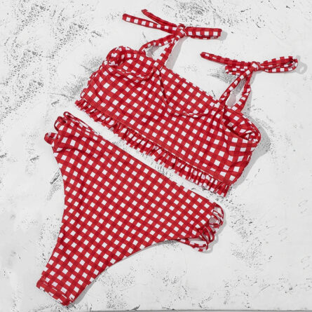 Vintage Vibes Gingham Plaid High Waisted Two-Piece Bikini - Image 26