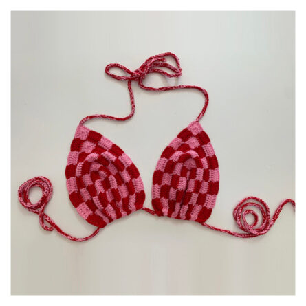 Sunset Goddess Multi Color Checkered Crochet Bikini – Bild 12