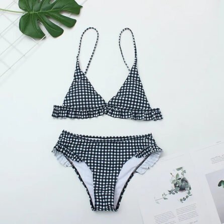 Sunset and Swim Preppy Plaid Ruffle Bikini - Image 13