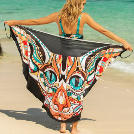 Butterfly Skull Owl Animal Print Beach Wrap Dress Beach Cover Up – Bild 31