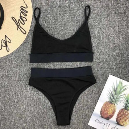 Luxe Solid High-Waist Scoop Bikini Set - Image 36