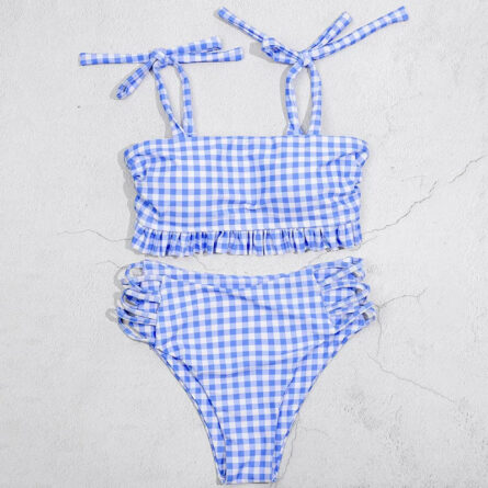 Vintage Vibes Gingham Plaid High Waisted Two-Piece Bikini - Image 18
