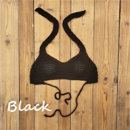 Cabana Push Up Knitted Crochet Halter Bikini Top - Image 8