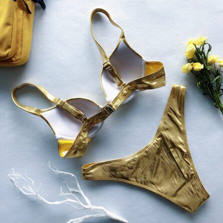 Glistening Glam Metallic Bikini Push Up Set - Image 19