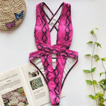 Radiant Deep Plunge High Leg Snake Print Swimsuit - Image 13