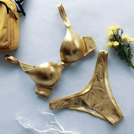 Glistening Glam Metallic Bikini Push Up Set - Image 18