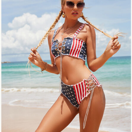 American Flag Denim Bikini - Image 6